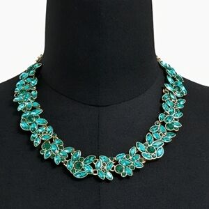 J. Crew Crystal Leaves Green Necklace